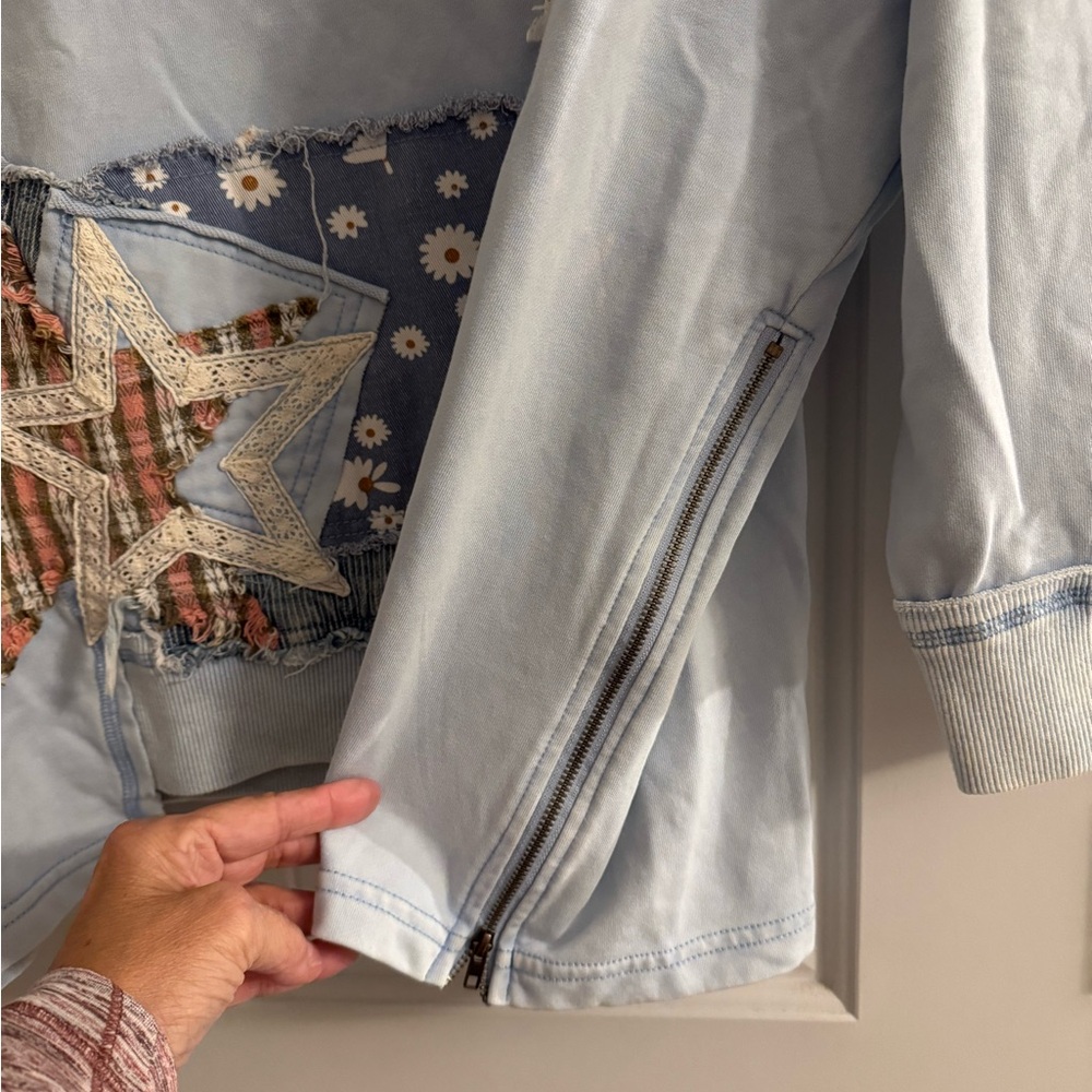 Gray Star Patchwork Sweatshirt - image 6